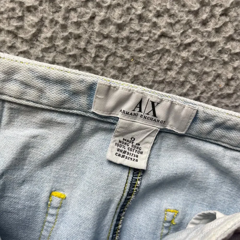 Armani Exchange Denim Skirt Womens Size 0 Blue Colorblock A Line - Picture 15 of 15